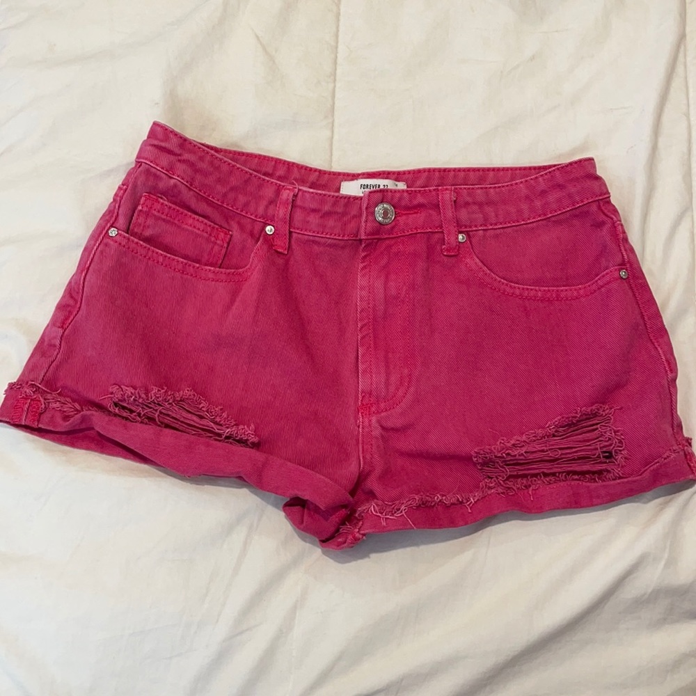 Forever 21 Pink Ripped Jean Shorts